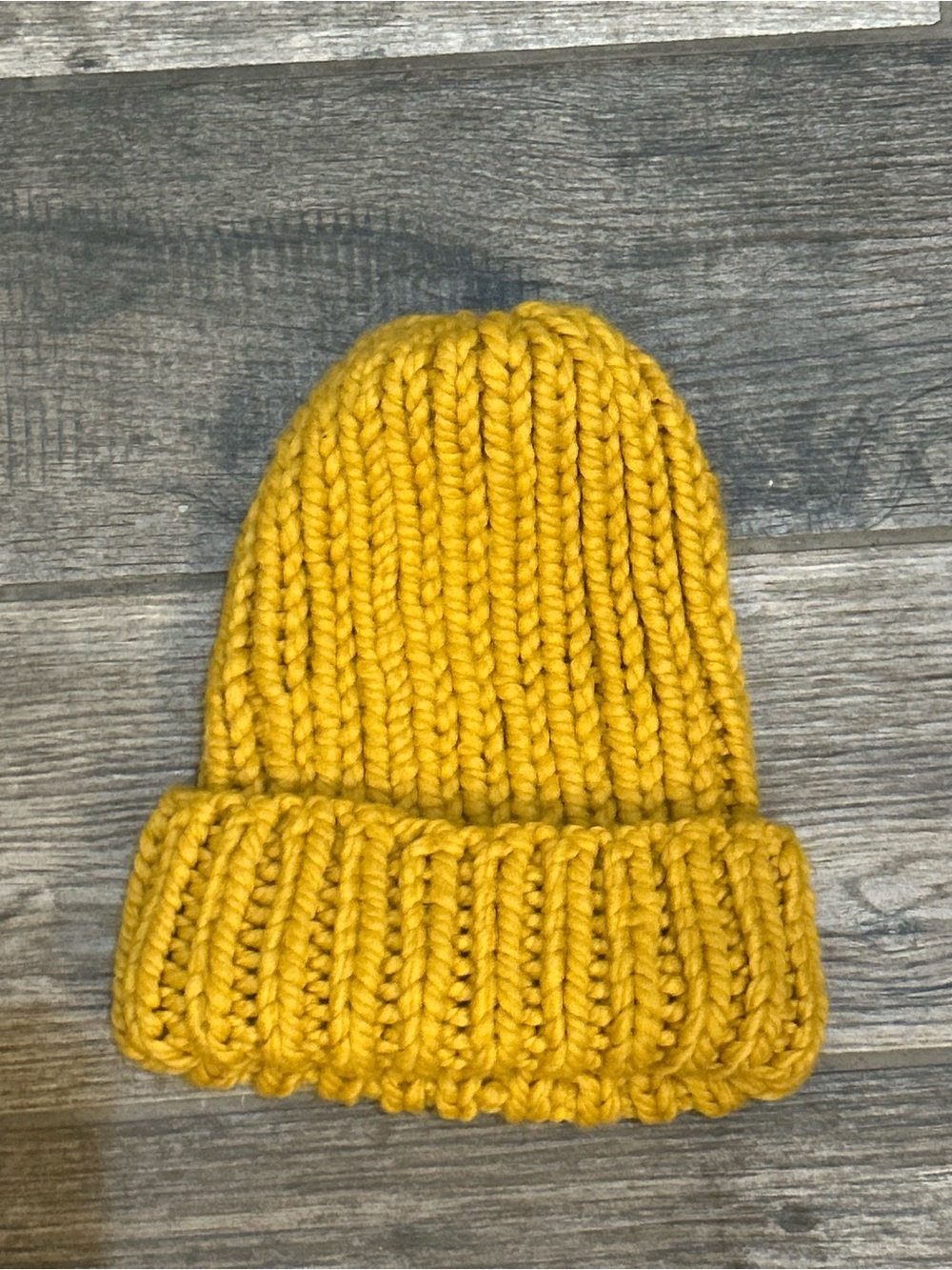 Handmade Unisex Cozy Mustard Knit Wool Blend Chunky Beanie 12” NEW